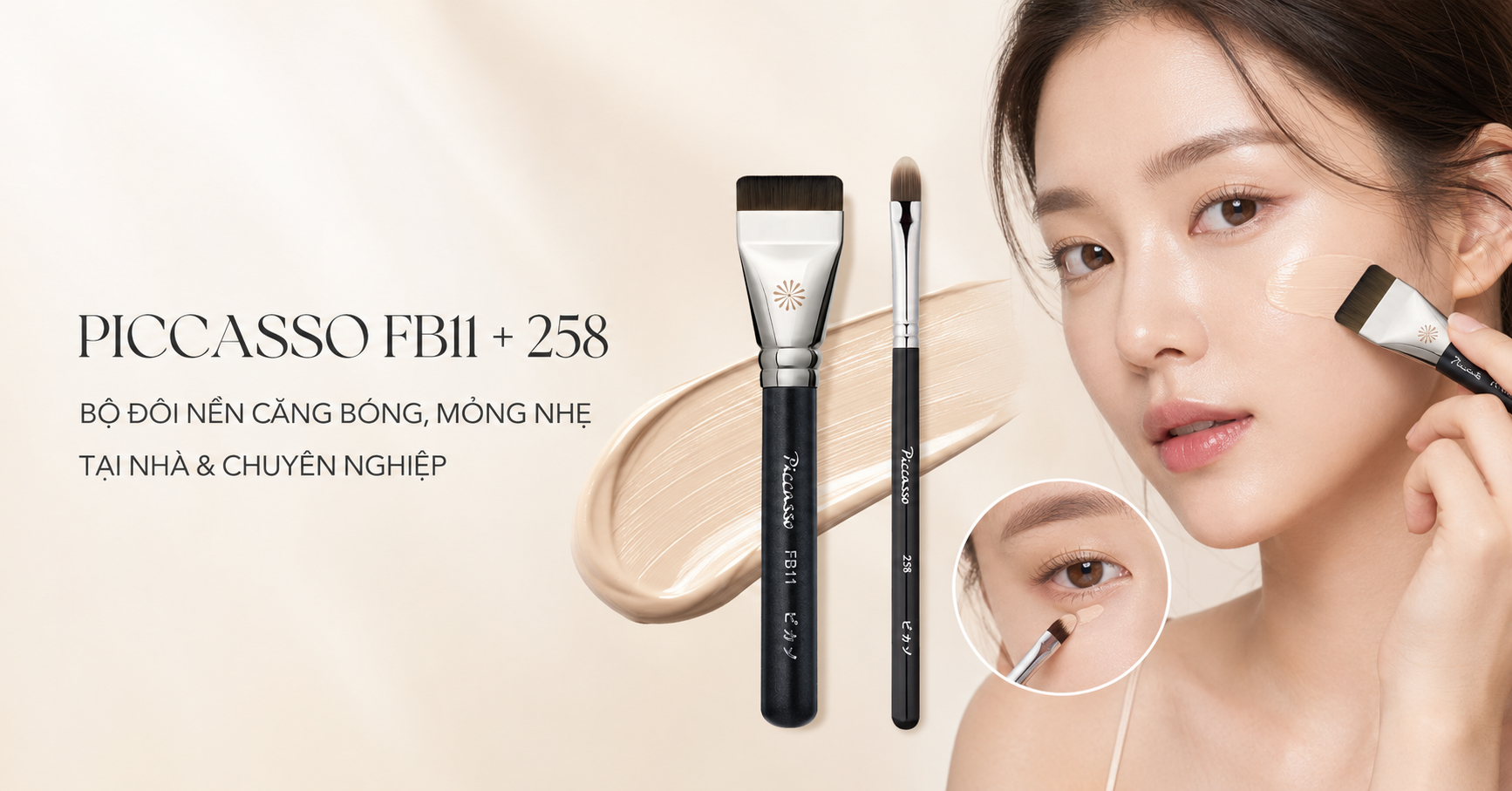 PICCASSO FB11 + 258: Bộ đôi tạo lớp nền căng bóng, mỏng nhẹ từ makeup tại nhà đến chuyên nghiệp