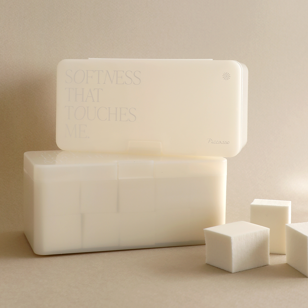 Hộp Bông Mút Trang Điểm Trang Điểm Piccasso Latex Square Sponge 20P – Set 20 Miếng Kèm Hộp, Tán Nền Mịn – Tiết Kiệm – Chuẩn Makeup Artist