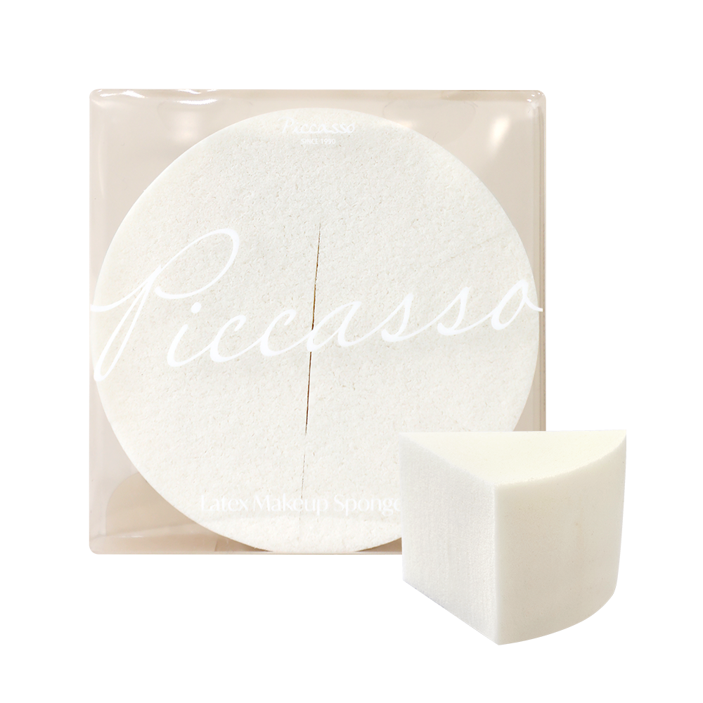 Bông Mút Trang Điểm Hình Tam Giác Piccasso Latex Round Sponge 6P - Set 6 Miếng Mút Tròn Tán Nền Mịn, Kèm Hộp Tiện Lợi