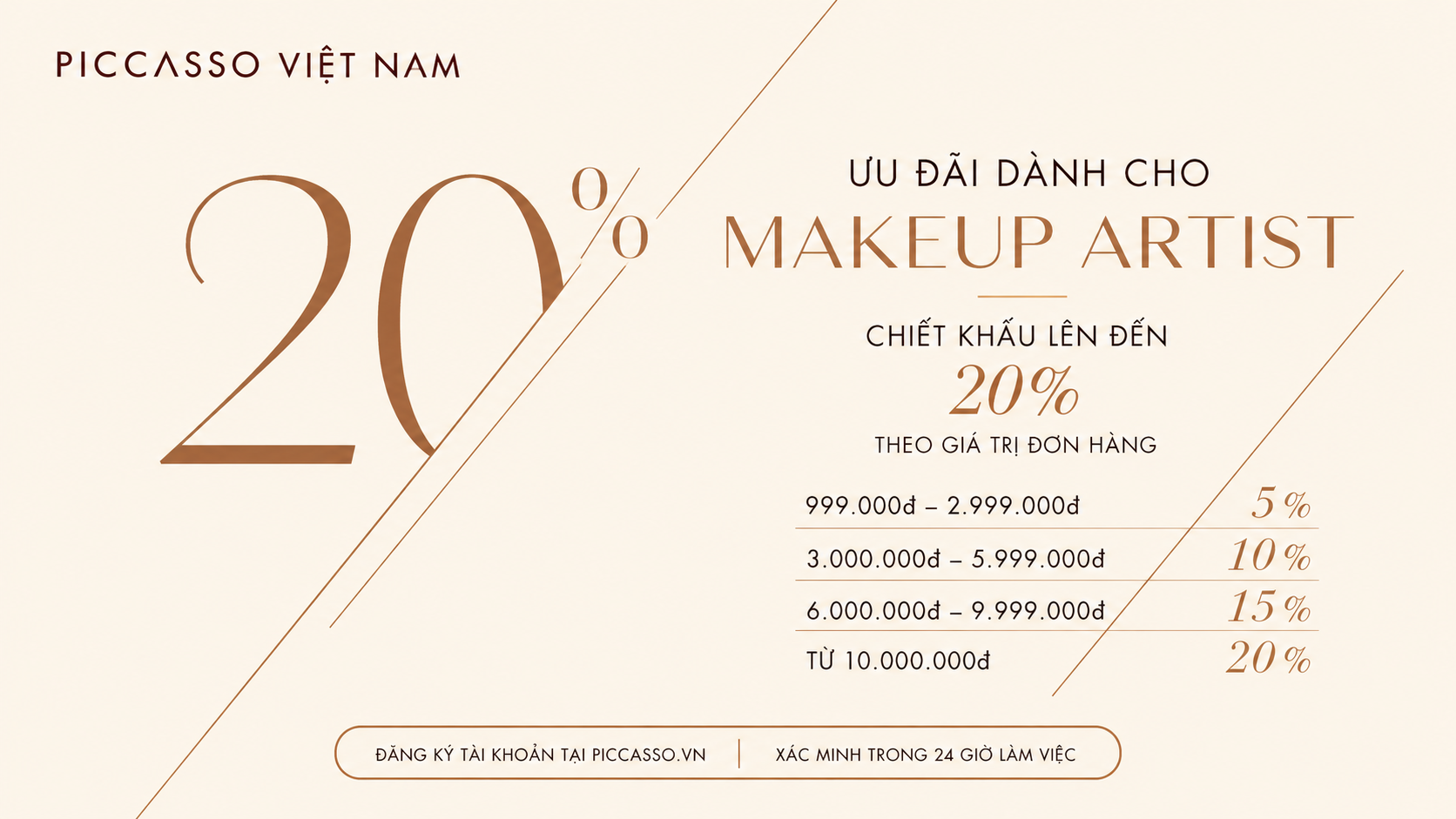 Đăng ký tài khoản Makeup Artist tại PICCASSO.VN – Nhận ưu đãi đến 20%